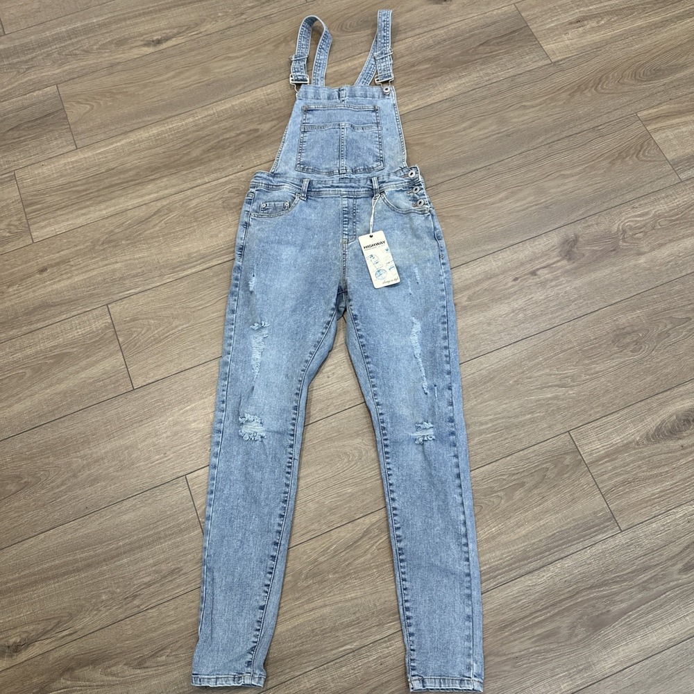 Highway Jeans Denim Overalls Women's Size 9-10 Slim Skinny Leg Stretch NWT